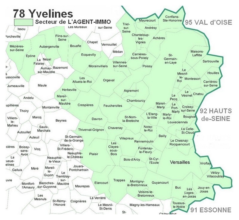 Carte du secteur de L'AGENT-IMMO en Yvelines (78)